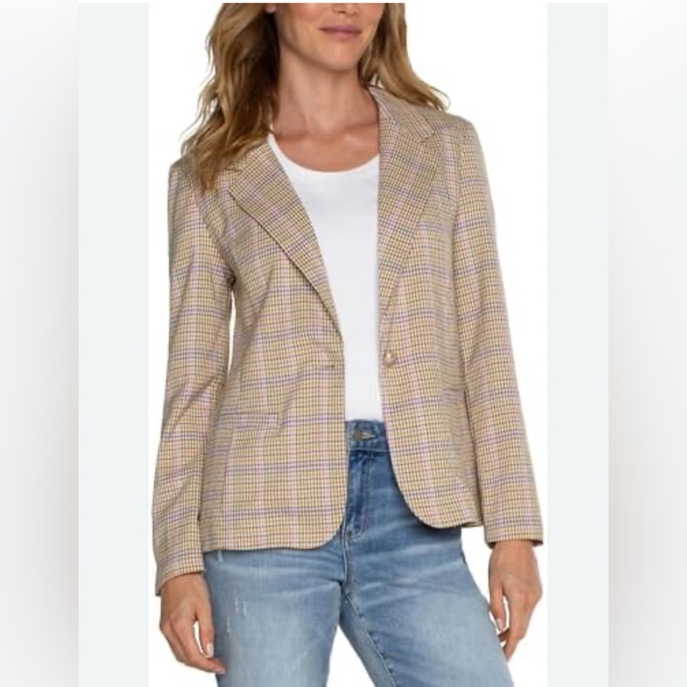 Democracy Tan Blazer Classic Tailored Suit Jacket